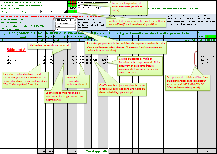 fiche dimensionnement et selection radiateurs